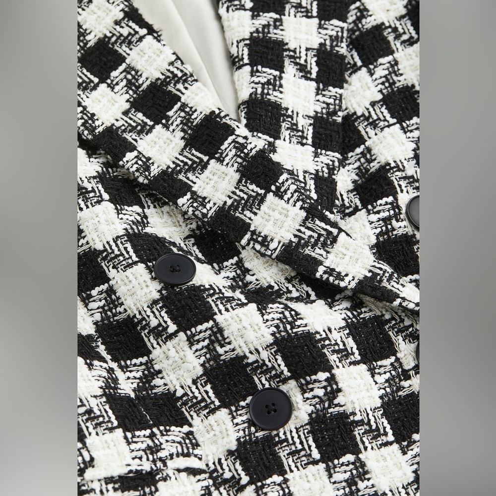 H&M checkered black & white tweed blazer - Picture 2 of 7